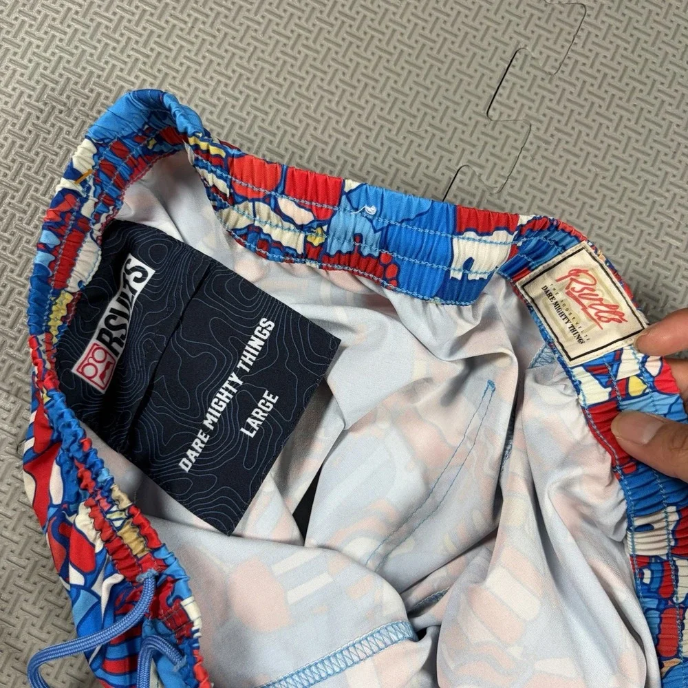 Rsvlts Board Shorts Sz L Red White Blue Ice Cream Unlined Swim Trunks EUC